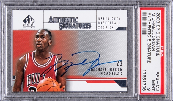 2003 SP Signature Authentic Signature #AS-MJ Michael Jordan Signed Card - PSA MINT 9